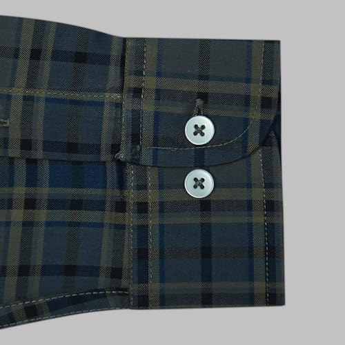 Image of GHPC 100% Cotton Plaid Checks Full Sleeves Regular Fit Formal Shirt for Men