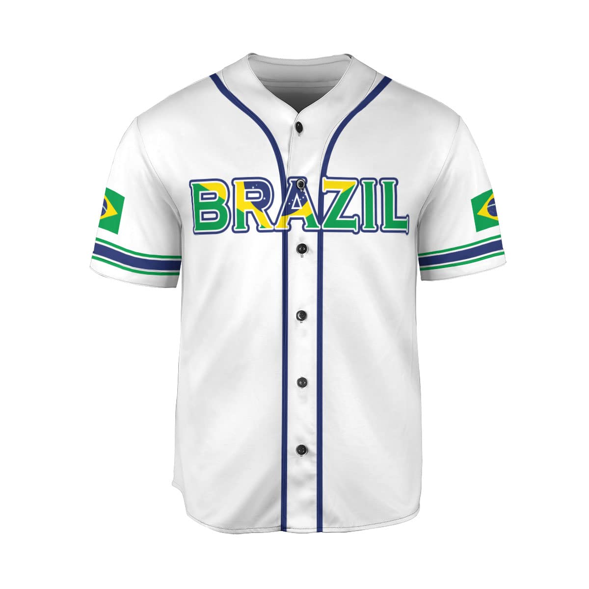 Podagree Personalized Brazil Baseball Jersey Shirt Brasil Brazilian Flag Bandera Bandeira Jersey Soccer for Men and Women (BZ3)