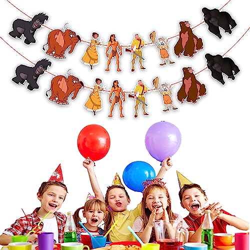 Image of Tarzn Garland Decoration - Adventure Theme Birthday Party Supplies - Cartoon Inspired Hanging Banner for Birthday, Baby Shower, Family Gatherings, Classroom Events, and Wild Party Decorations