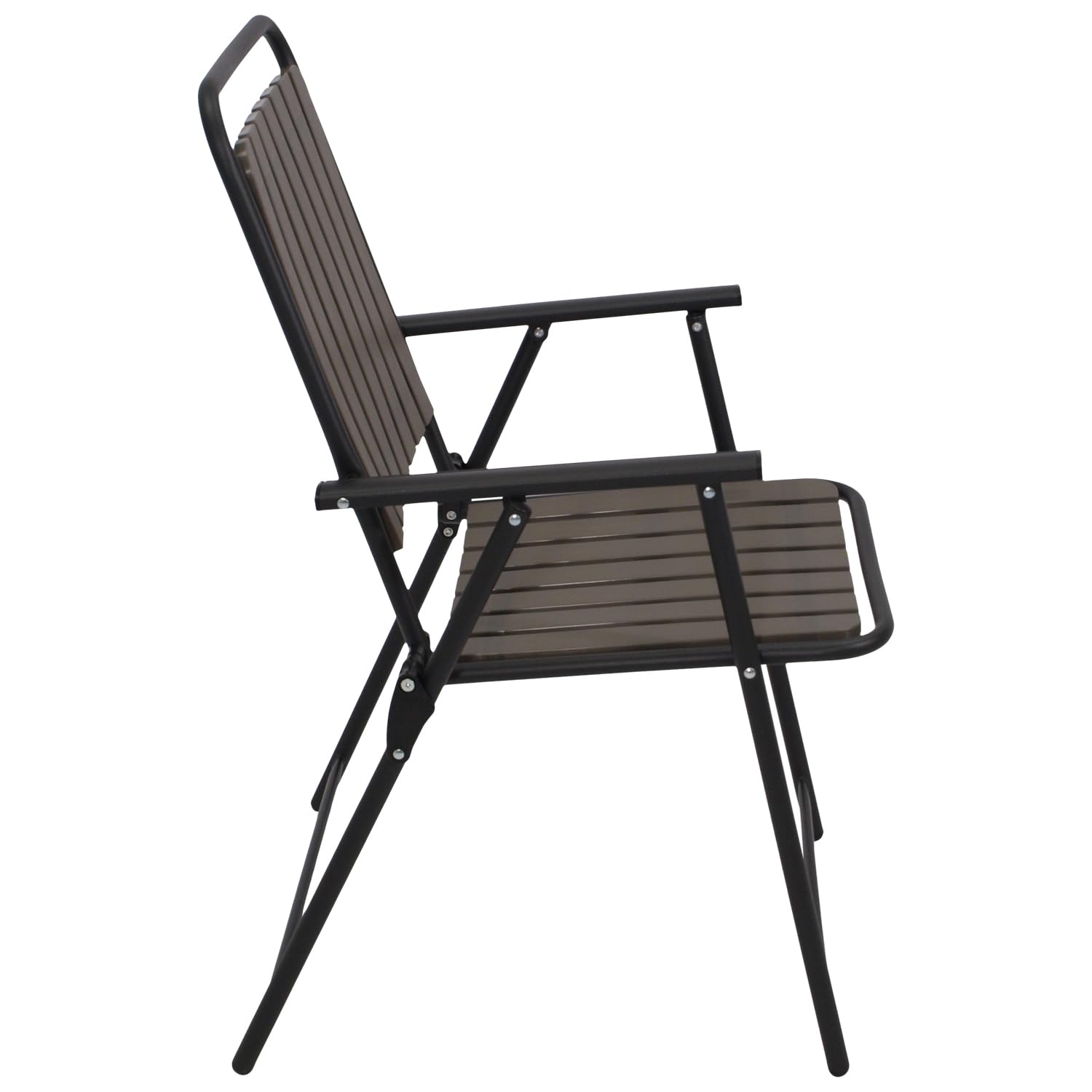 DEGAMO Klappsessel Campingstuhl ASCIANO, Metall anthrazit + Kunststoff in Holzoptik grau, klappbar, wetterfest, Outdoor