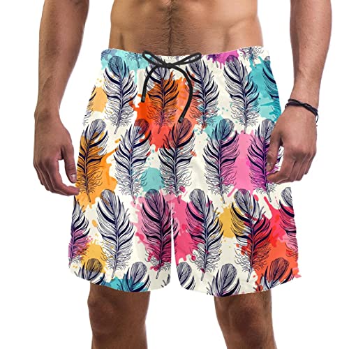 Maillots de bain pour hommes motif de plumes et pois