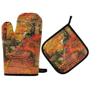 Oven Handschoenen Gevallen Bladeren Pad Pot Houder Antislip Ovenwanten Hittebestendige Pannenlappen Voor Bakken Koken Keuken Accessoires