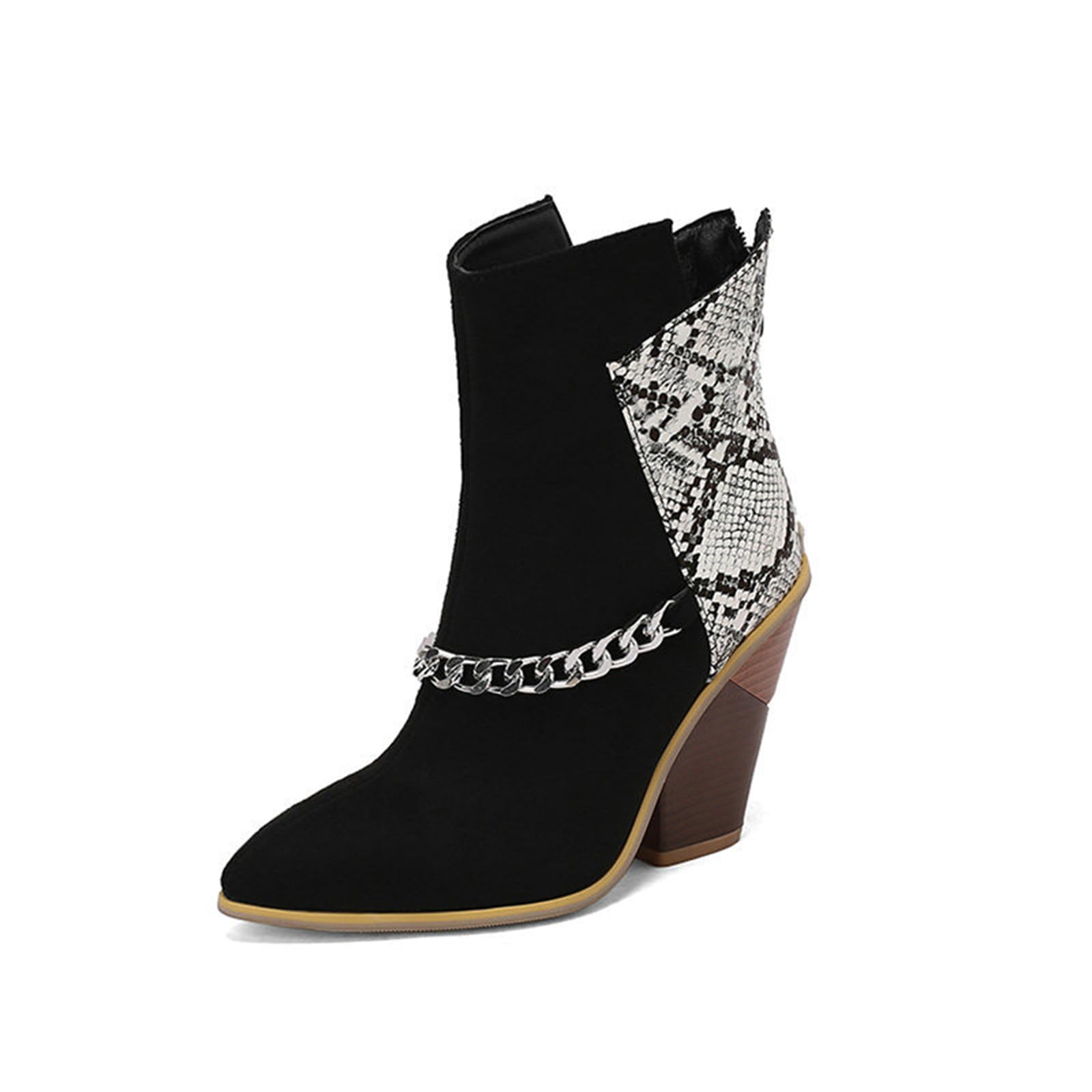 Bottines talon 10cm stable à zip dos et chaîne mode - 5