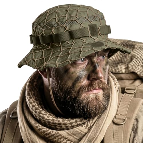 CQR Mens Tactical Boonie Hat Breathable Packable Sun Hat for Hunting Hiking Fishing Shooting and Outdoor Activities Recon Soil Green Small-Medium