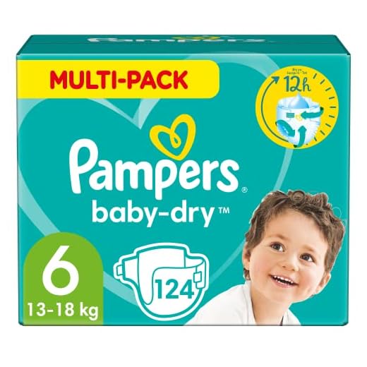 Pampers Baby Dry 81398474 Byxblöjor, Paket med 124, Storlek 6, vit