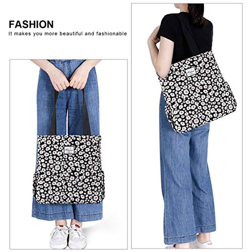 Image of KAMO Floral Tote Bag - Waterproof Lightweight Handbags Travel Shoulder Bag for Hiking Yoga Gym Swimming Travel Beach