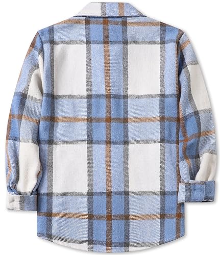 Kids Plaid Flannel Shirt for Boys, Fashion Long Sleeve Button Down Casual T Shirt2