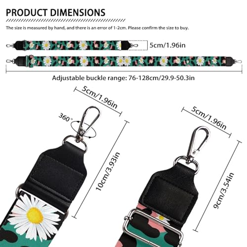 Image of TODIYADDU Green Leopard Print Daisy Purse Strap Girls Fashion Handbag Straps Crossbody Guitar Strap Purse Adjustable Wallet Strap Straps for Purses Suitable for Gifts Sports Photography Enthusiast