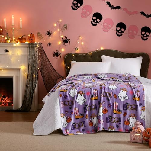 Image of Betsey Johnson - Blanket, Buttery-Soft Throw Blanket for Couch or Bed, Boldly Plush & Oversized Bedding (Howdy Ghouls Purple, 50 inch x 70 inch)