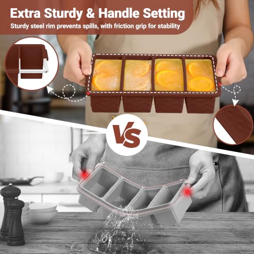 Image of Silicone Freezer Molds for Soup with Lid, 1-Cup & 2-Cup Large Ice Cube Trays Food Storage Containers for Meal Prep, Freeze 500mL /250mL /125mL Portions - 2 Pack
