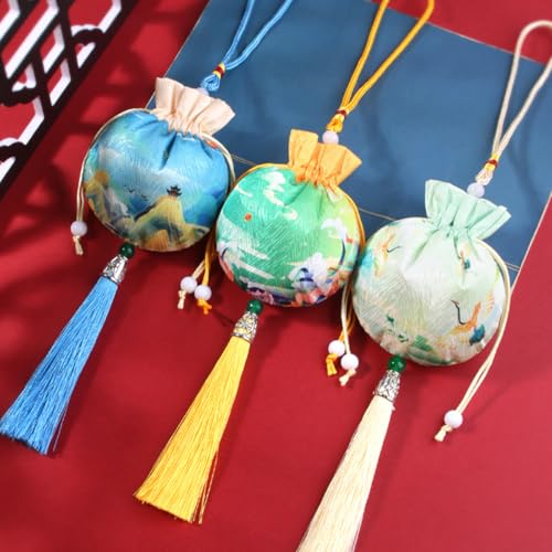 20 bolsas de saco chino de brocado de seda con cordón miniatura 6