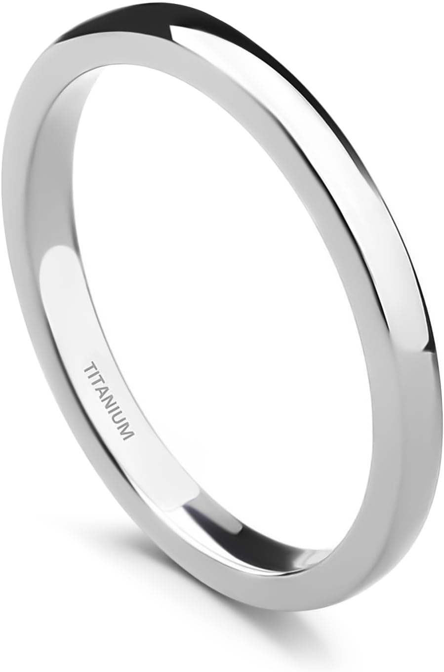 TIGRADE2mm 4mm 6mm 8mm Titanium Ring Plain Dome High Polished Wedding Band Comfort Fit Size 3-15,2mm,Silver,Size 7