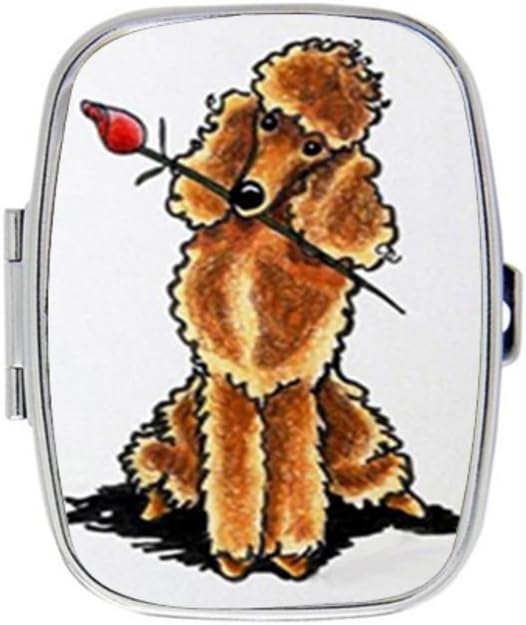 Apricot Poodle Lover Custom Unique Silver Medicine Drug Container Case Holder Decorative Metal Pill Box