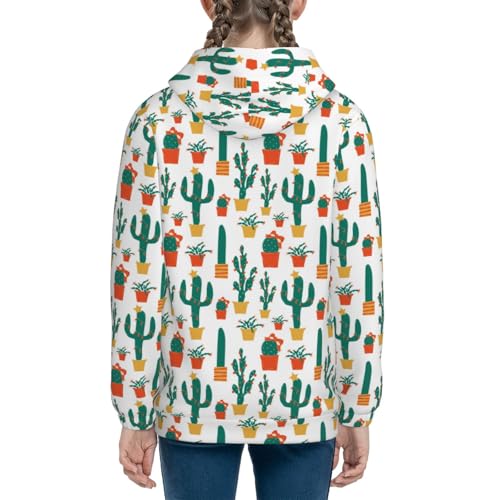 Christmas Cactus Kids Pullover Hoodies Boys Sweatshirts Girls Athletic Clothes with Pocket4