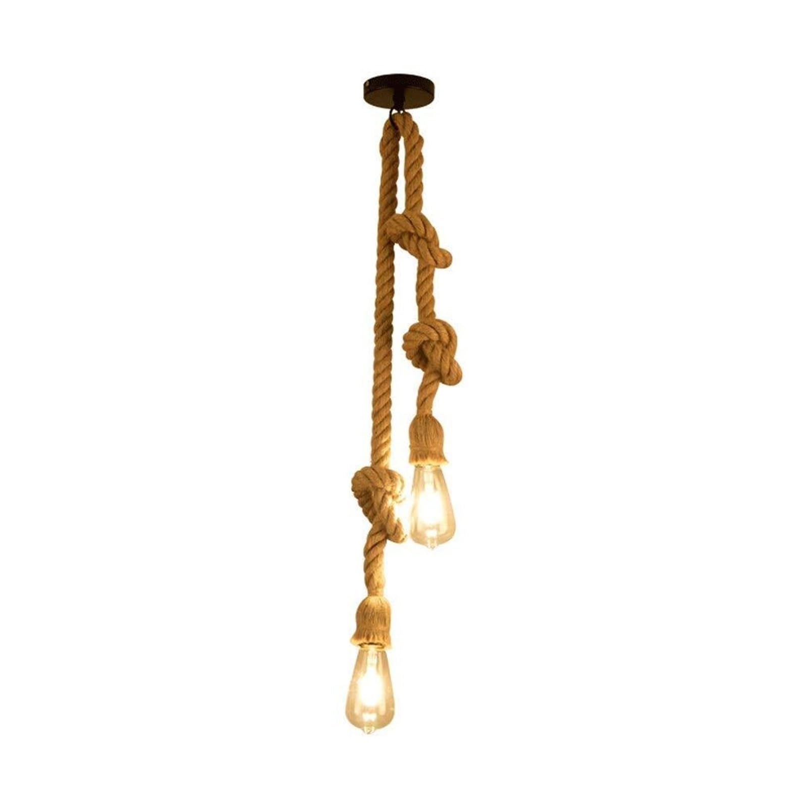 HUAYUSEDF Retro Hemp Rope Pendant Lamp Chandelier Hanging Lighting Ceiling Fixture E27 Vintage for Dining Hall Bar Restaurant Cafe