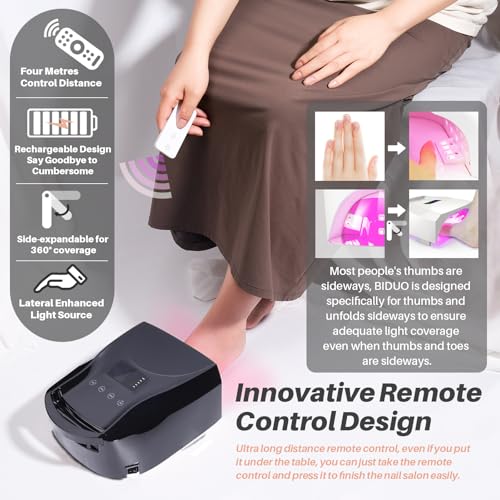 Image of 52 LEDs Cordless UV Nail Lamp, 96W High Power, Magnetic Mirror Base,Thumb Light,4 Timers, Auto Sensor, Key Sound, Built-in Cooling Fan,Remote Control Professional UV Light for Gel Nails(Black)