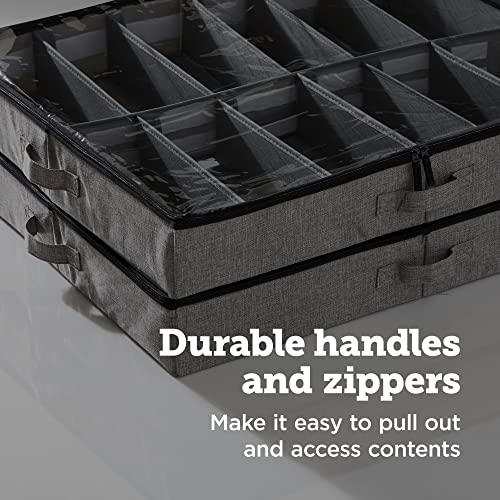 Storagelab Under Bed Storage Containers, 2-Pack Low Profile Underbed Shoe Organizer With Adjustable Dividers, Clear Windows, And Sturdy Handles, Use As Clothes Organizer, Blanket Organizer (Set Of 2) #TOP4