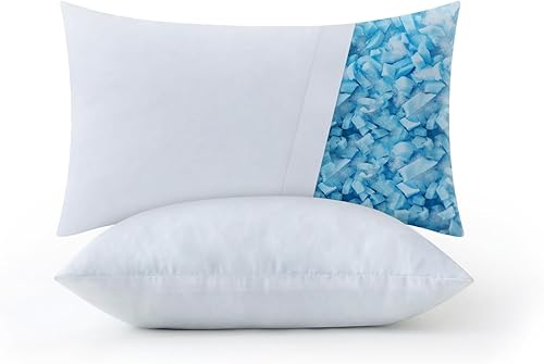 Miniatura 7 de MIULEE Paquete de 2 rellenos de almohada de 12 x 20 pulgadas, almohadas decorativas de espuma viscoelástica triturada de enfriamiento, ajustables,