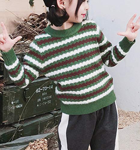 ASHER FASHION Baby Girls Winter Clothes Long Sleeve Knit Pullover Sweater Striped Pattern Sweatshirt Crewneck Knitwear4