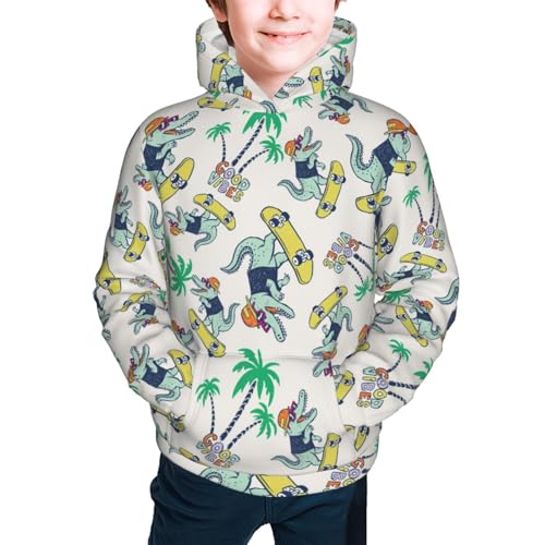 Skateboard Cartoon Crocodile Kids Pullover Hoodies Boys Sweatshirts Girls Athletic Clothes with Pocket2