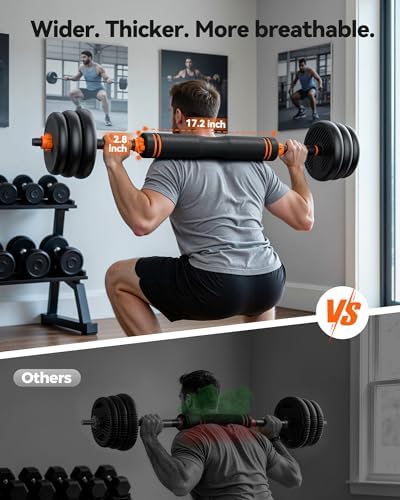 FEIERDUN Adjustable Dumbbells, 20/30/40/45/70/90lbs Free Weight Set with Connector, 4 in1 Dumbbells Set Used as Barbell, Kettlebells, Push up Stand, Fitness Exercises for Home Gym Suitable Men/Women 4