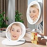 2.5X Magnifying Makeup Mirror, 6 Inch Vanity Mirror with LED Lights, 3 Color Lighting Modes, Touch Screen High Definition Portable Multi-Functional Rechargeable Lighted Up Mirror