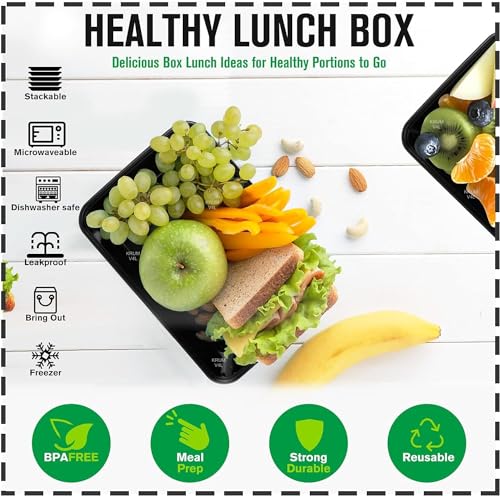 Image of KRUM 750ml Black Takeout Food Containers Food Storage Containers With Lids Freezer Safe | Meal Prep | Microwavable Dishwasher | Leakproof | BPA Free Pack of 25