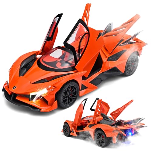 RZAPE Auto de metal a escala 1:24 con luces y sonidos miniatura 1