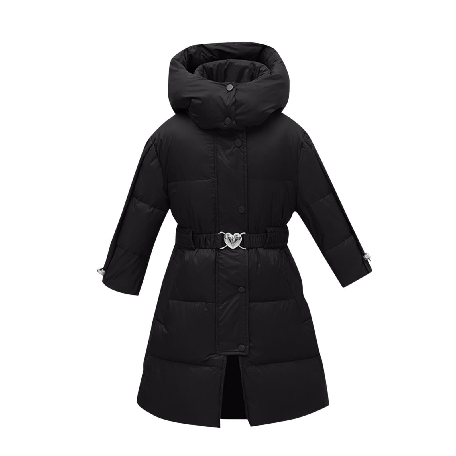 Winterjacke Mädchen Lang Puffer Wintermantel mit Kapuze Daunenjacke Winddicht Kinder Outdoor Parka