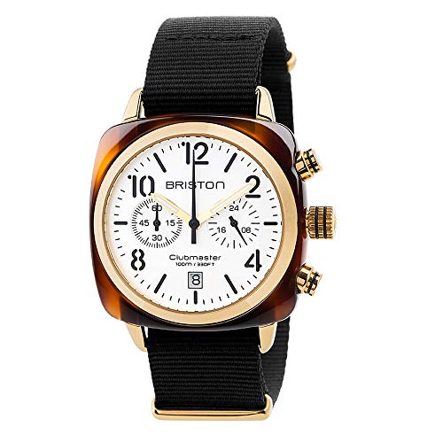 BRISTON - Clubmaster Classic Acétate - Chronographe Gold Cadran Blanc et Or Jaune - 17140.PYA.T.2.NB