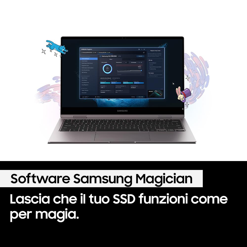 Samsung Memorie MZ-V9E1T0BW 990 EVO SSD Interno da 1TB, PCIe 4.0 x4 / 5.0 x2 NVMe 2.0