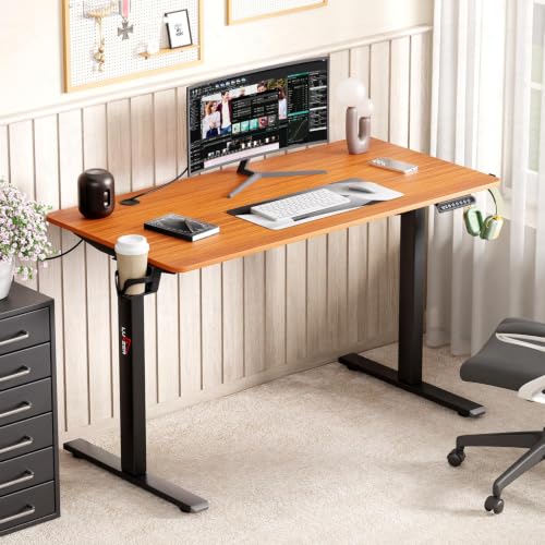 Image of Lukzer Electric Height Adjustable Table with 3 Memory Preset Controller Ergonomic Office Work & Home-Sit Stand Gaming & Study Desk (EST-003 /Black & Oak Brown /1200 x 600 mm) DIY with 3-Year Warranty