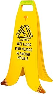 Señal de precaución para piso mojado, color amarillo, advertencia de piso resbaladizo de plástico tipo A banana, señal plegable para piso resbaladizo, señal de advertencia independiente para