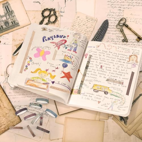 Image of HASTHIP 20Rolls Vintage Washi Tape Set, 0.7cm x 3m Narrow Washi Tape DIY Scrapbooking Decoration, Retro Decorative Antique Patterns Masking Tapes for Arts, DIY Crafts, Journals, Planners, Scrapbook