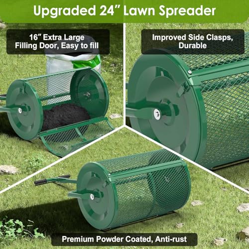 Image of Seeutek Compost Spreader, 24 inch Peat Moss Spreaders with 3 Heights