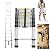 20.5Ft/6.2M Telescoping Ladders EN131 Standards Multi-Purpose Telescopic Ladder Folding Ladder Loft Attic Ladder Folding Aluminum Extension Ladder for Home Building Maintenance Garden Work Access Loft
