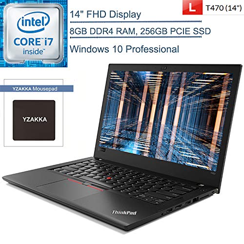 2020 Lenovo ThinkPad T470 14" FHD Business Laptop Computer, Intel Core i7-6500U up to 3.1GHz, 8GB DDR4 RAM, 256GB PCIE SSD, 802.11ac WiFi, Bluetooth 4.1, USB Type-C, Windows 10 Pro, YZAKKA Accessories