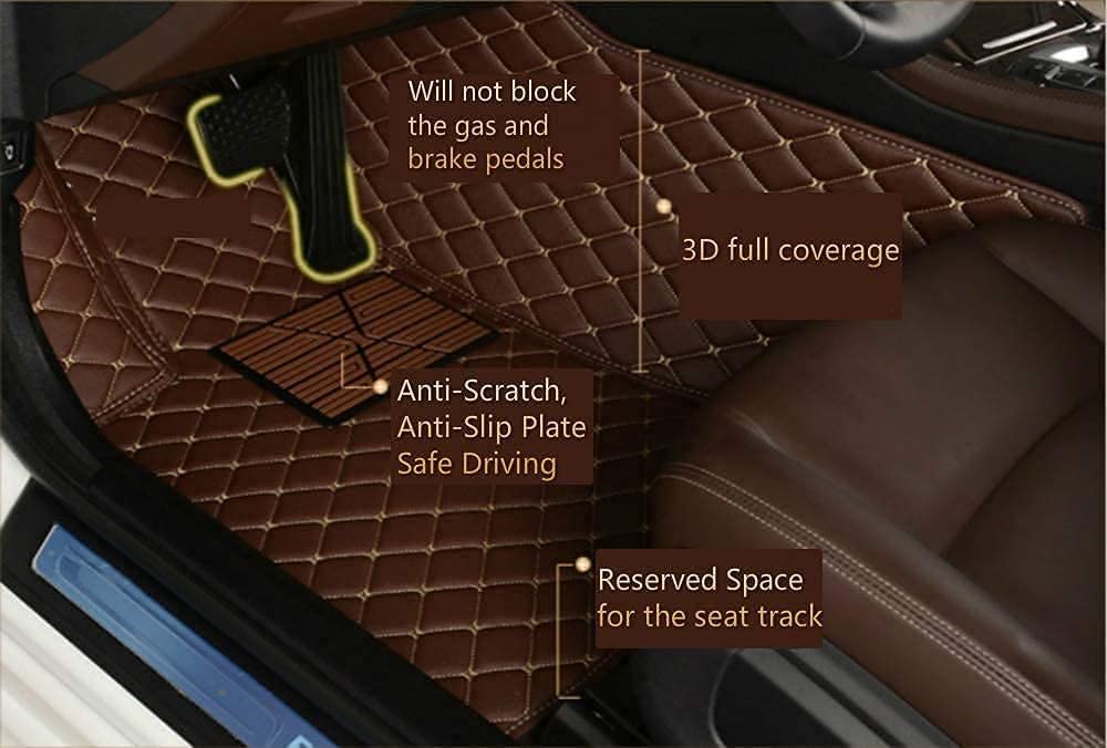 Car Floor Mats Universal Fit All Weather Protection Beige with Beige Stitching — view 5