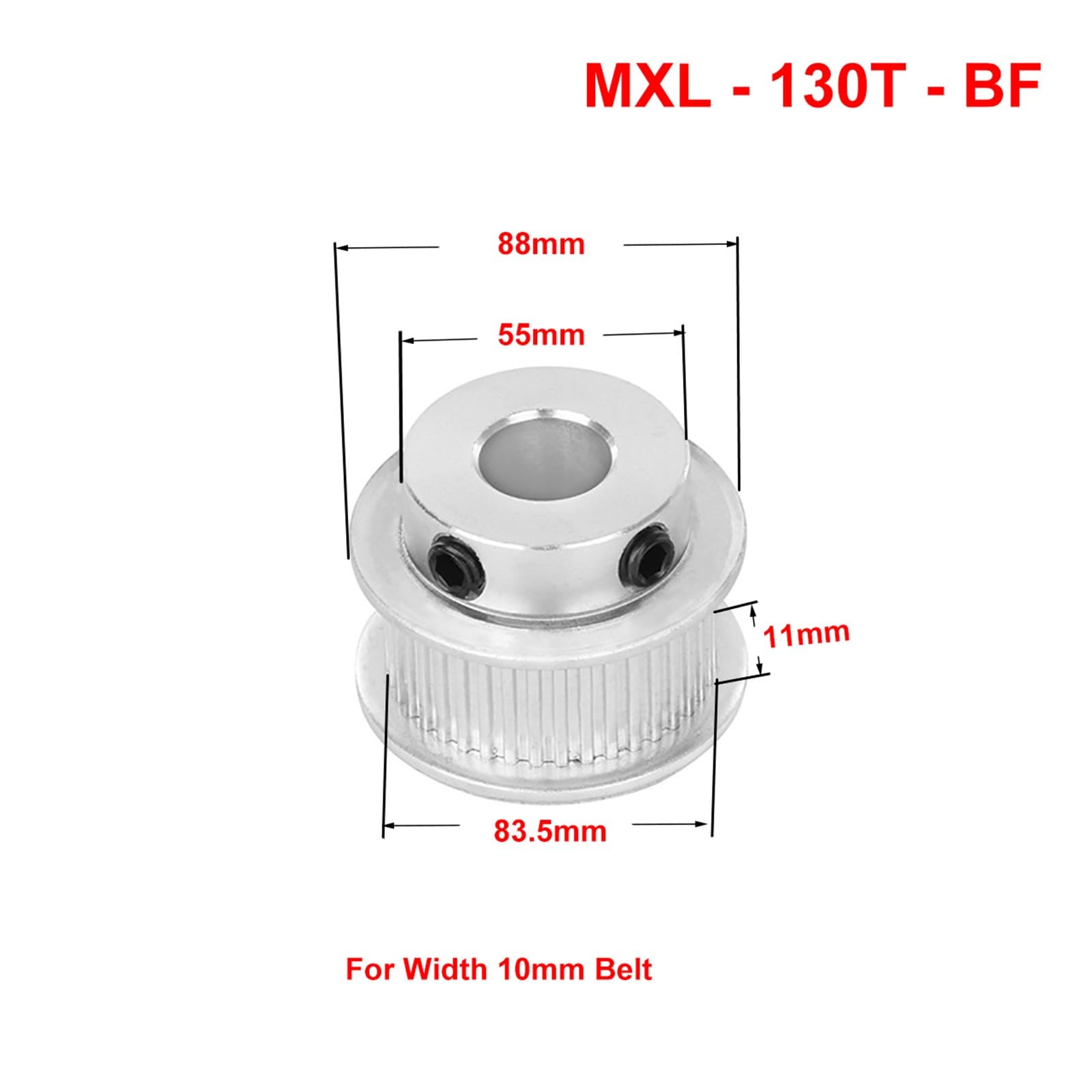 1Pc BF Tipo MXL 130 Denti Puleggia Dentata In Alluminio Alesaggio 8 10 12 14mm Chiavetta Puleggia Sincrona for Larghezza 10mm Cinghia Dentata(8mm)