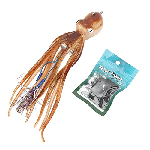 Alomejor Pulpo Swimbait, Kit de Señuelo de Cebo de Pesca de Calamar Suave Señuelos de Pulpo de Inyección de Tinta Realistas Cebos de Pesca de Velero 300g