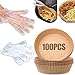 Einweg-Papiereinsatz für Luftfritteusen, antihaftbeschichtet, mit 100 Einweghandschuhen, öldicht, wasserdicht, natürliches Pergament in Lebensmittelqualität zum Backen, Braten, Mikrowellen-Bratpfanne