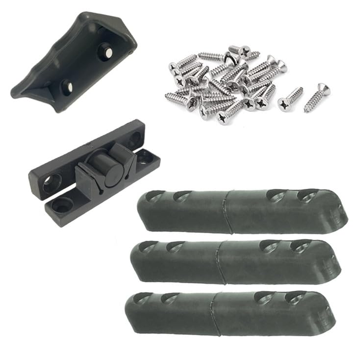 Set accessori zanzariera – 3x cerniere, 1 clips, 1 maniglia, 20 viti montaggio, plastica resistente, colore Antracite – montaggio facile e duraturo