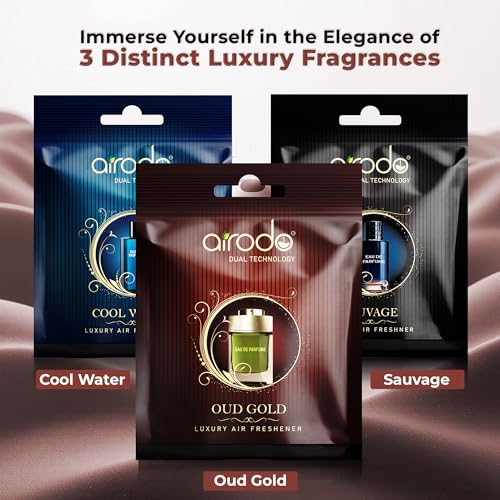 Image of Airodo Oud Gold Luxury Gel Air Freshener with Dual Technology For Living Room, Office, Car, Bathroom | Lasts up to 30 days | Easy to Use, Non-Spill & Long-Lasting| 10g (Pack of 1)