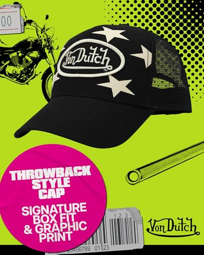 Image of Von Dutch Womens and Mens Trucker Hat - Mesh Back Curved Brim Americana Hats for Men and Women with Snap Back Closure