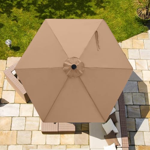 Image of ABCCANOPY 7.5ft Outdoor Umbrella Replacement Top Suit 6 Ribs (Tan)