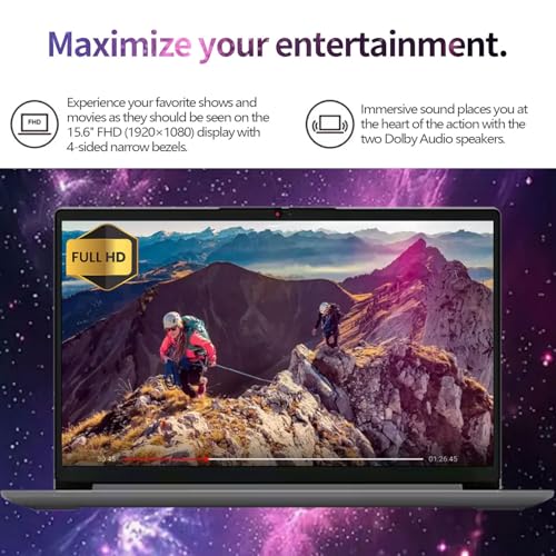 Image of Lenovo 15 inch Laptop with Office 365 for The Web, 8GB RAM, 256GB SSD + 128GB eMMC Storage, Intel CPU, 10 Key Number Pad, Windows 11 Home, External 64GB USB