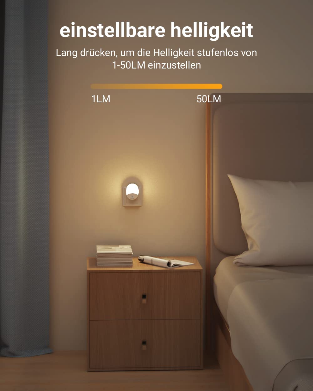 Luce Notturna LED Con Sensore Di Movimento - 5 Livelli Di Luminosità, 3 Modalità Colore, Da Presa Per Camera Bambini E Corridoi - Foto 3