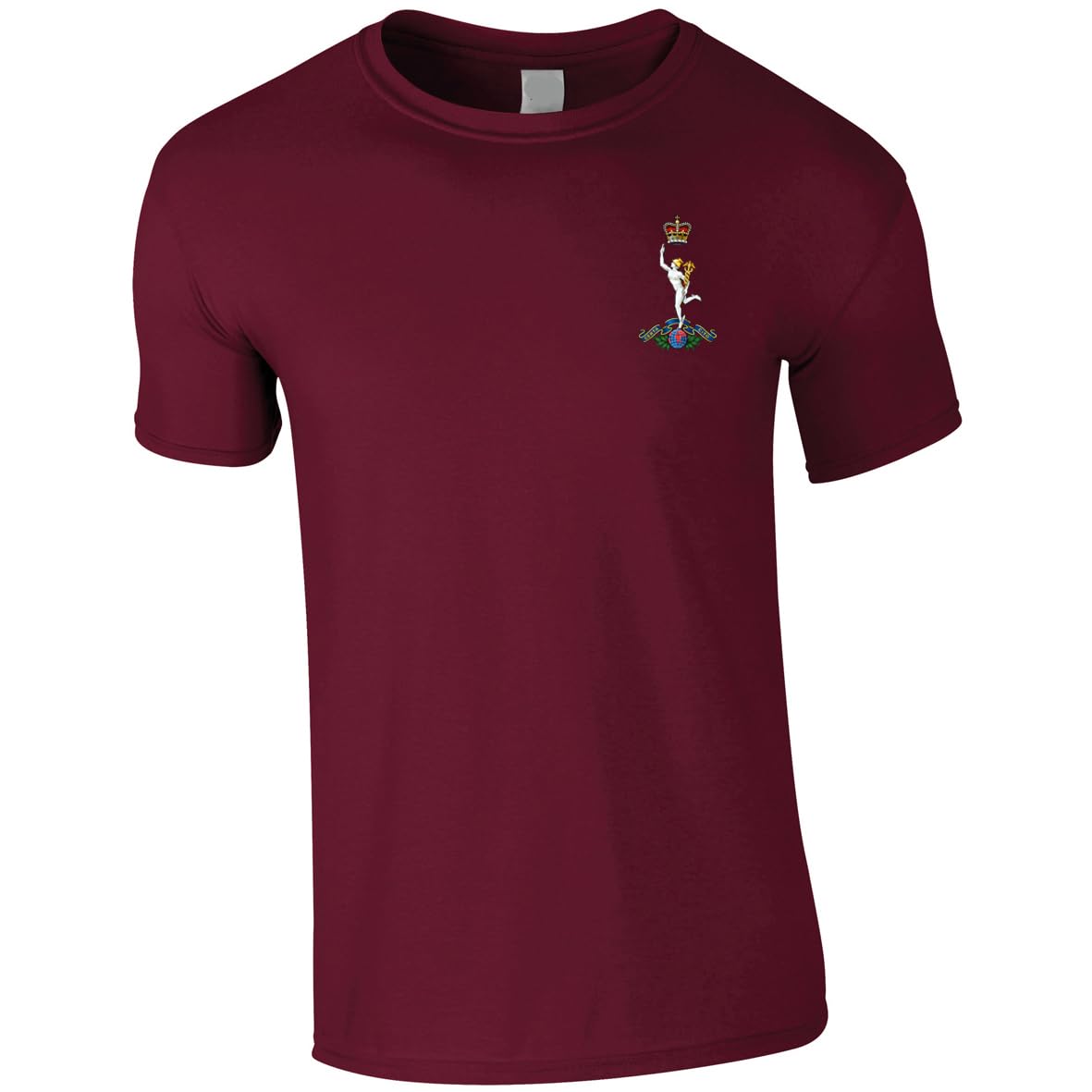 HiViz Kings Embroidered Royal Corps of Signals Royal Signals Men's Tshirt British Army Insignia MOD Embroidery ** 9 Colours Available ** (UK, Alpha, XXL, Regular, Regular, Maroon)