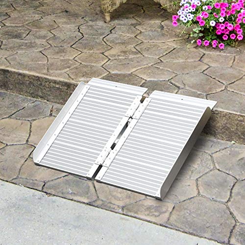 ORFORD Wheelchair Ramp 2ft for Home Steps Stairs Doorways Scooter, Utility Mobility Access Non Skid Folding Wheelchair Ramp, Portable Aluminum Foldable Threshold Ramp 2ft - Thumbnail 2