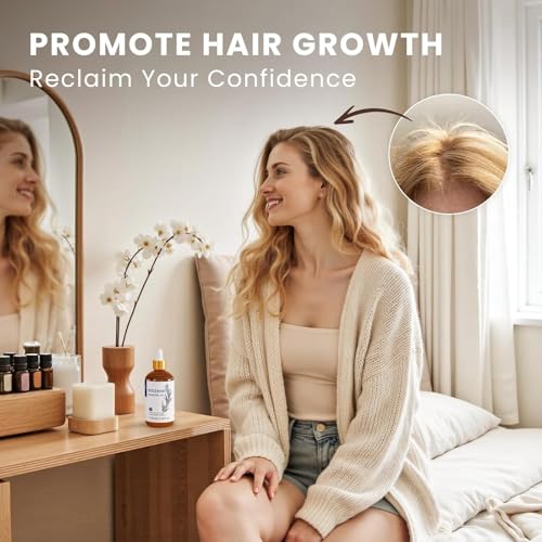 Image of HIQILI Rosemary Essential Oil, 100% Pure & Natural, for Shampoo, Conditioner, Skin & Diffuser - 3.38 Fl Oz